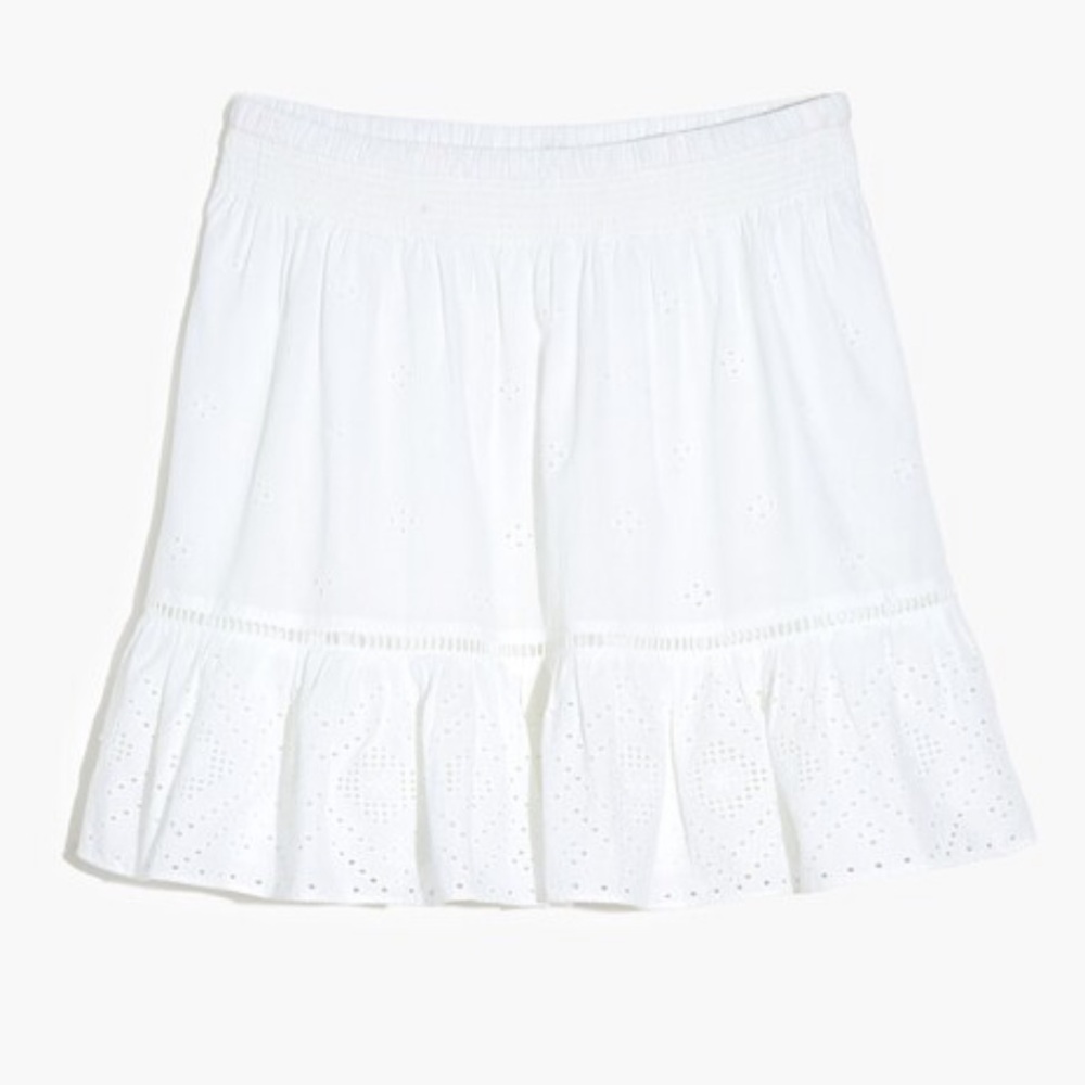Madewell Embroidered Smock-Waist Ruffle Mini Skirt Large NWT - Picture 5 of 11